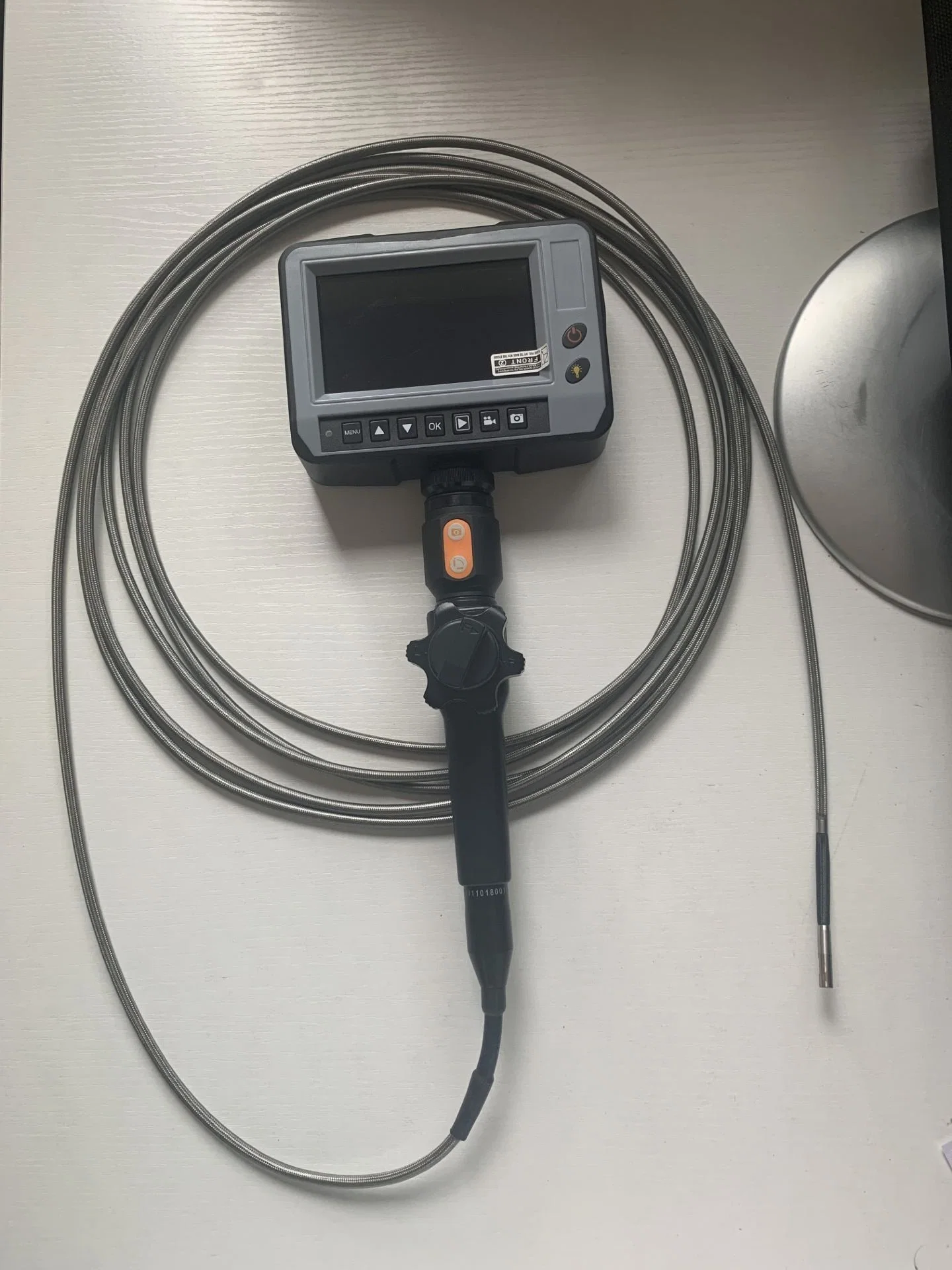 Lente Dupla Videoscope Industrial portátil com sonda de 6mm, 5mts de cabo de teste, Articulação de 2 Vias, 4,5 polegadas