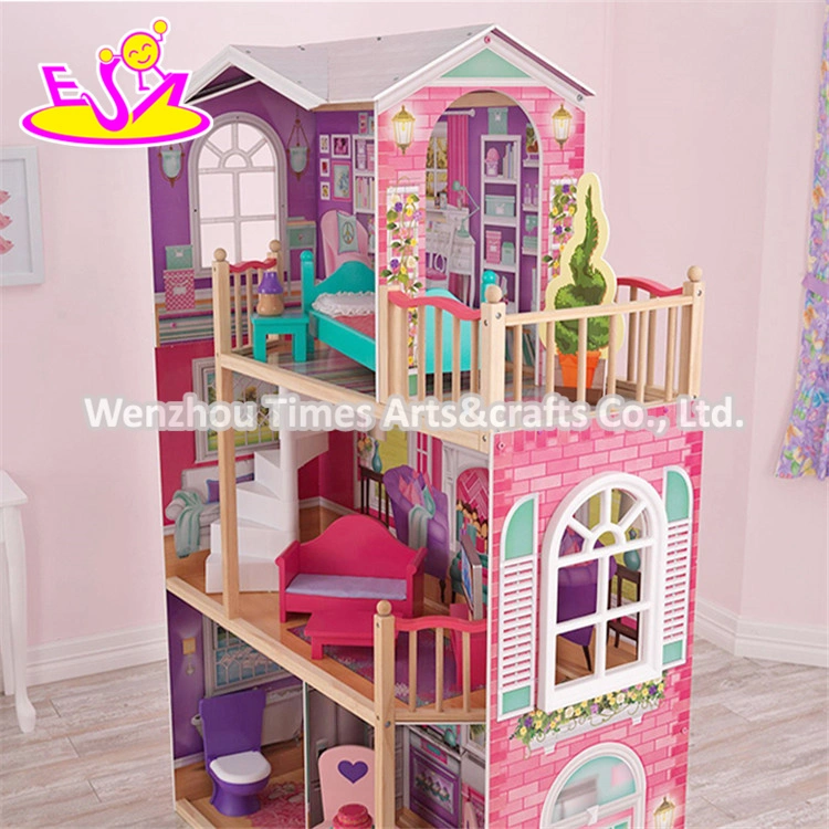 Best Design Big Size Kids Wooden Elegant Doll House Set with Furniture W06A227