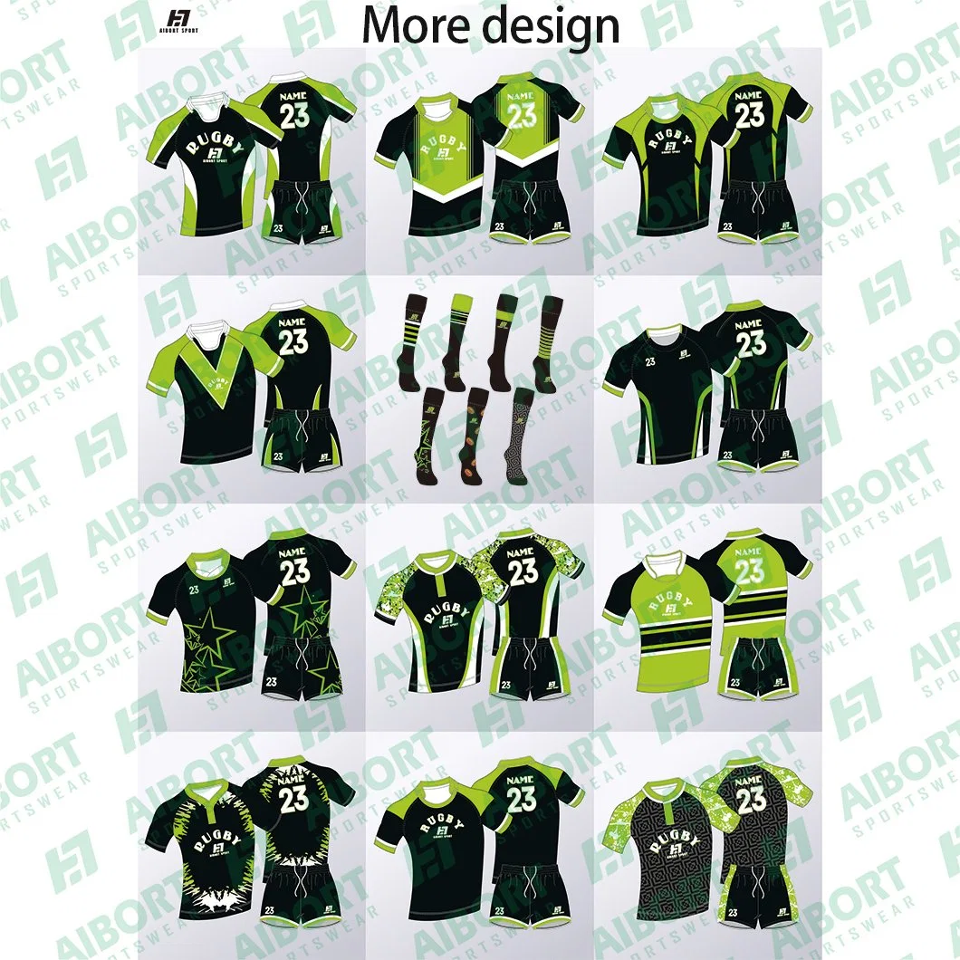 Aibort Custom Made Supreme Quality Rugby Football Wear Full Sublimation Rugby Jersey Shirts Shorts Socks Full Set Rugby Uniform