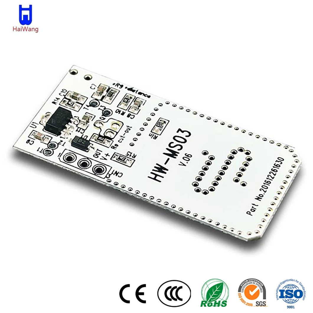 Doppler de microondas Haiwang China proveedores Sensor de alta calidad 3,7 V-24V de CC Rango de entrada Hw-Ms03 PCB Sensor de microondas para el módulo de electrodomésticos inteligentes