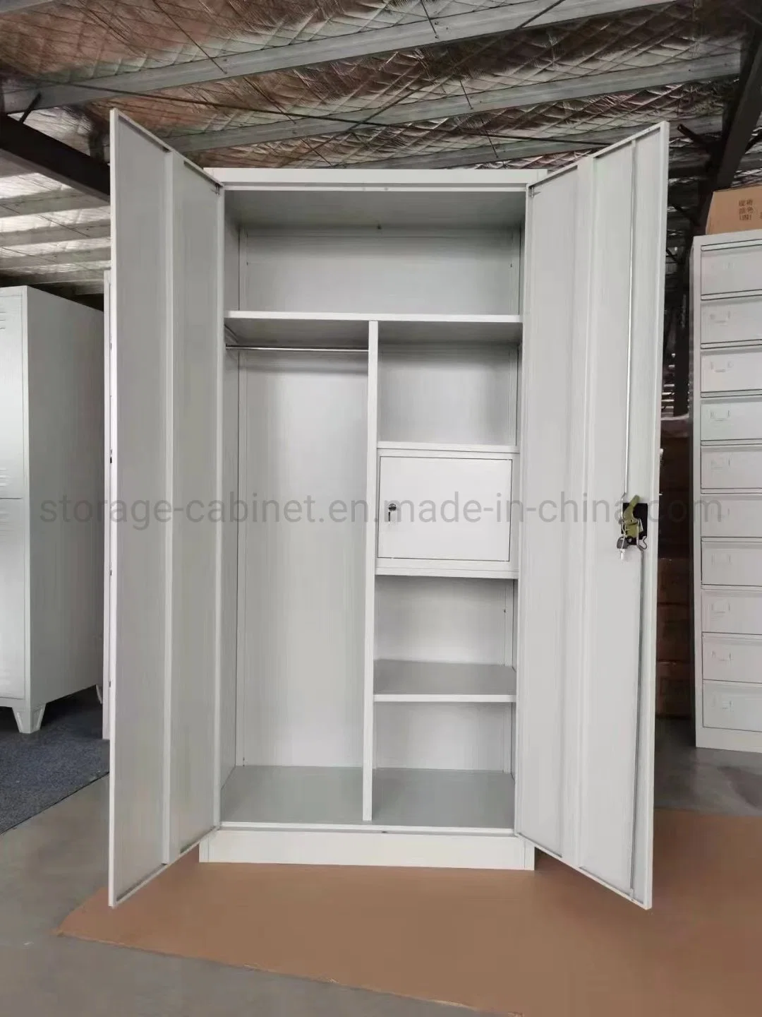 Almacenamiento al por mayor Cupboard de Hierro 2 ropa de Puerta Muebles de Acero Almirah Vestuario