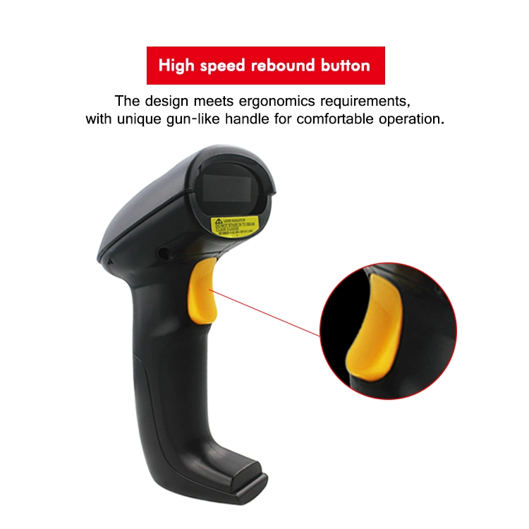 Handheld Portable 1d Reader USB/RS232/PS/2 Laser Automatic Cheap 1d Barcode Scanner (HS-6100)