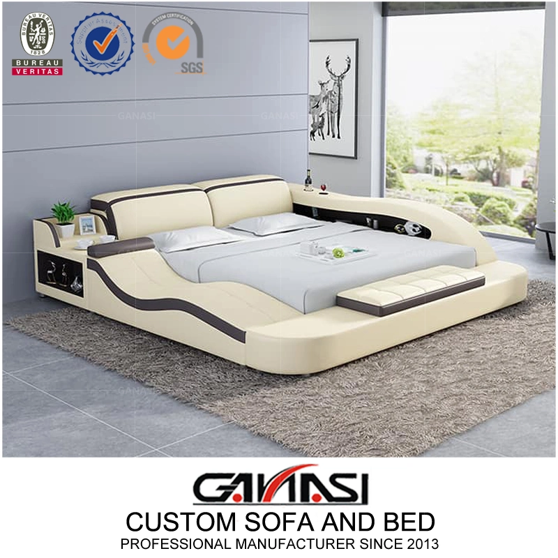 Home Furniture Smart Modern Leather Bed for Bedroom