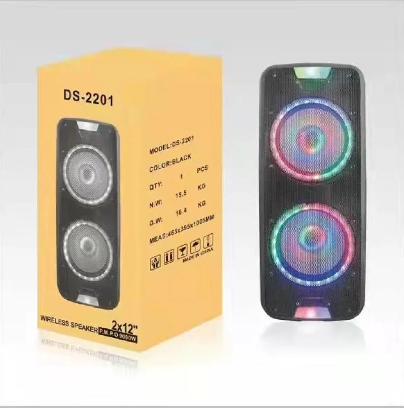El doble de 12 pulgadas de alta un potente amplificador de audio profesional Soundbox parte DJ PA Anillo de altavoz con luces LED