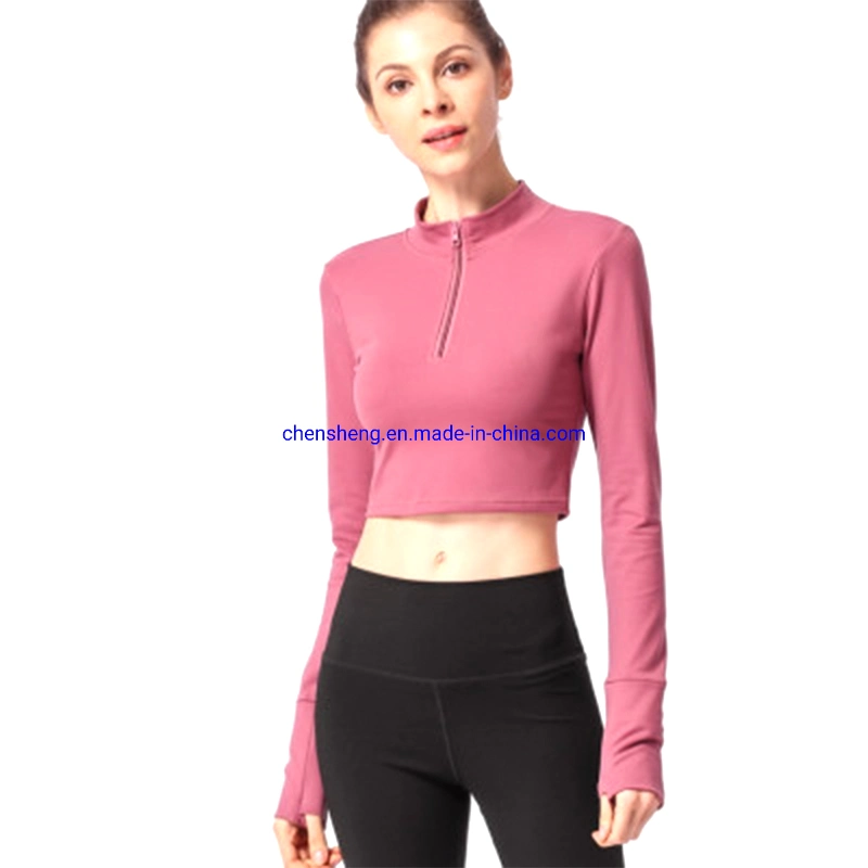 Female Jacket Front Zipper Yoga Shirt Fitness Yoga Shirt Yoga T-Shirt Women Fashionable Running Shirt