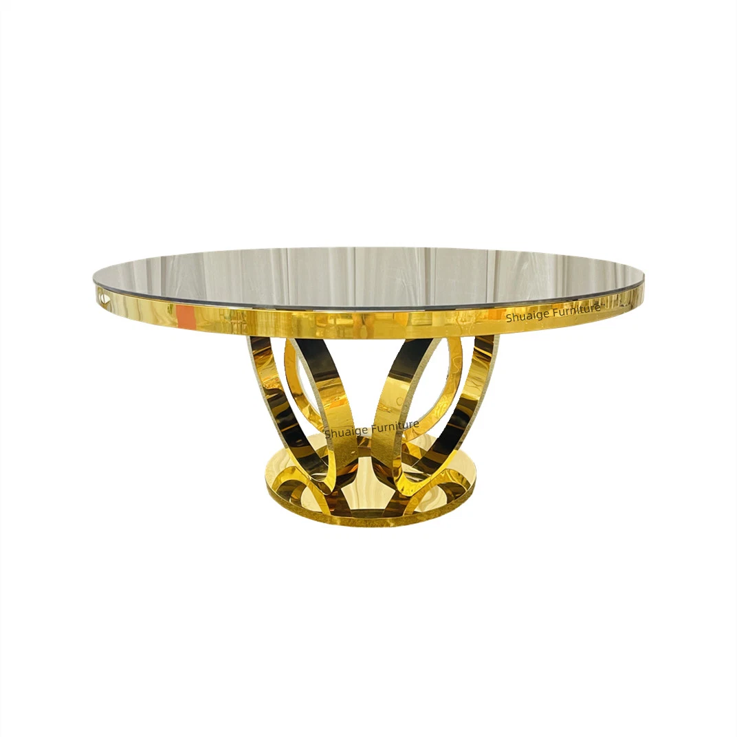 Modern Luxury Stainless Steel Round Dining Table Home Furniture Wedding Furniture