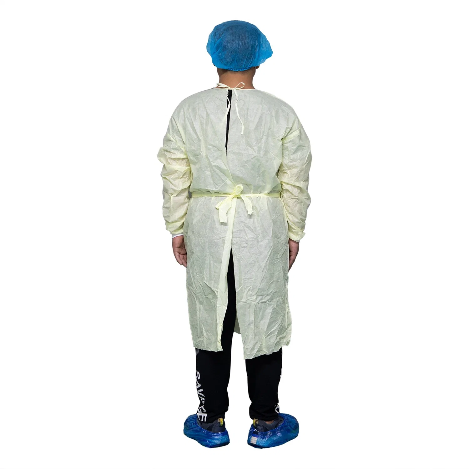 Disposable SMS Medical Isolation Gown with Knitted Cuffs for Hospital