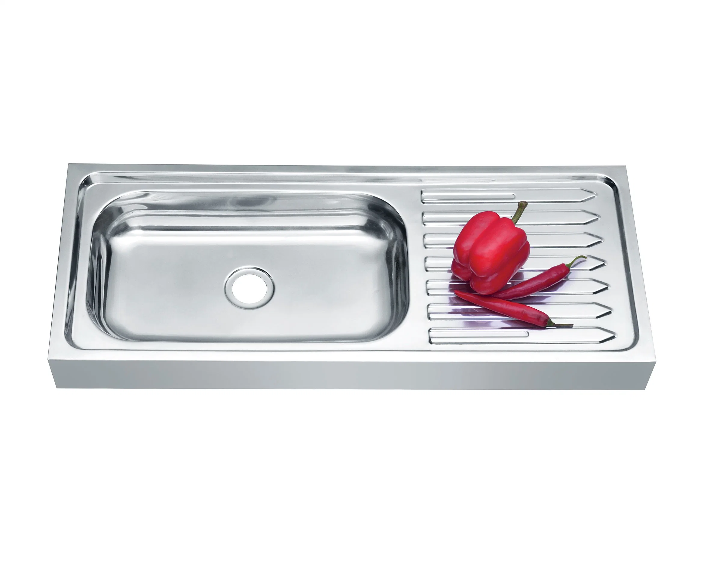 Italian Top Mount Stainless Steel Kitchen Sink with Drainboard Durable Drain Board Kitchen Sink