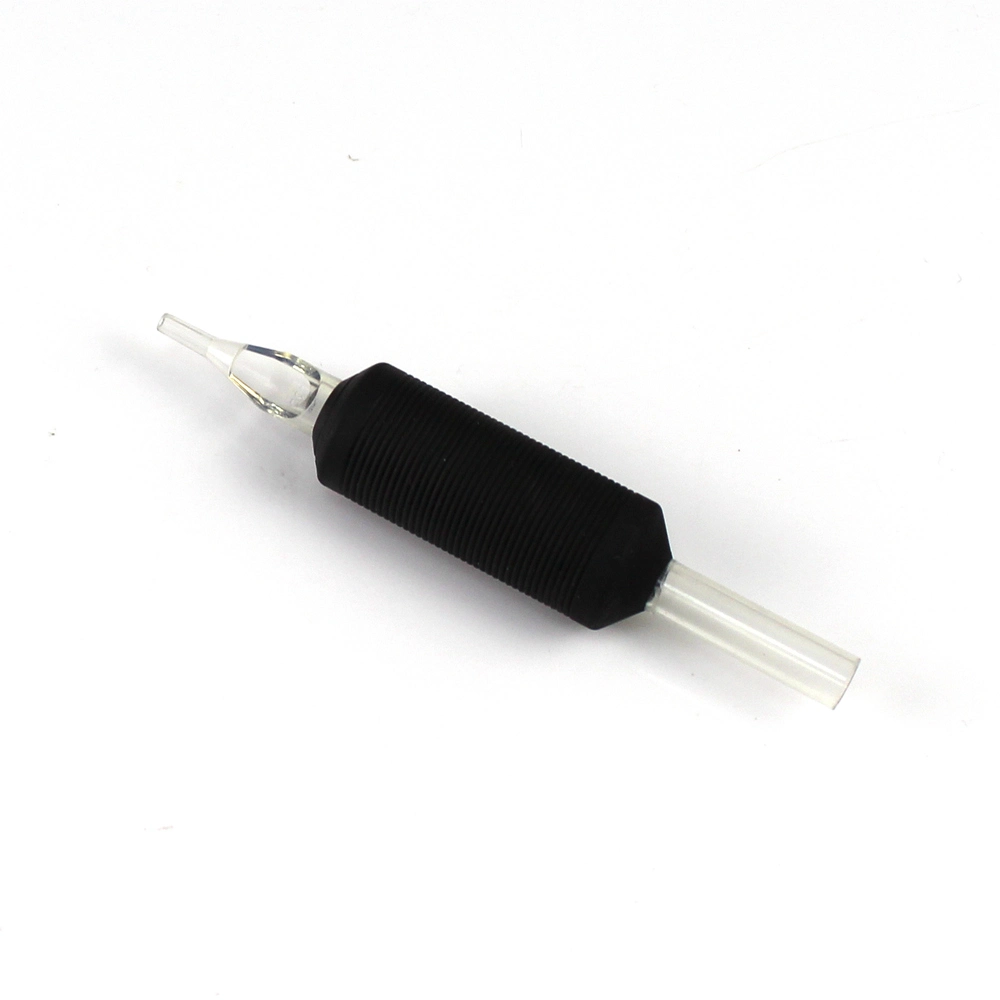 19mm Disposable Black Round Rubber Tattoo Grips with Transparency Tip