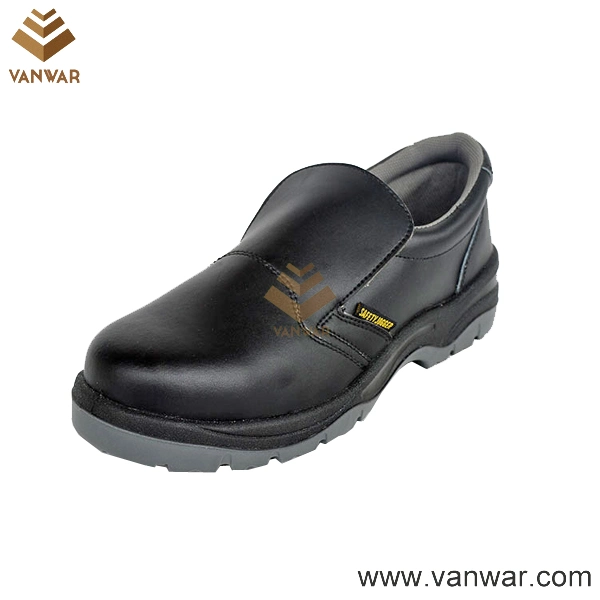 أحذية السلامة العاملة من جلد البقرة الأسود مع حقن مزدوج بحقن البولي يورثان (WSS007)