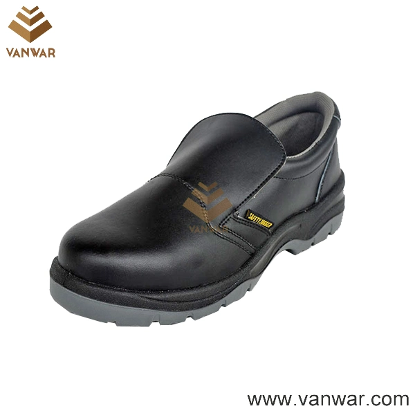 Black Cow Leather Working Safety Shoes with Dual PU Injection (WSS007)