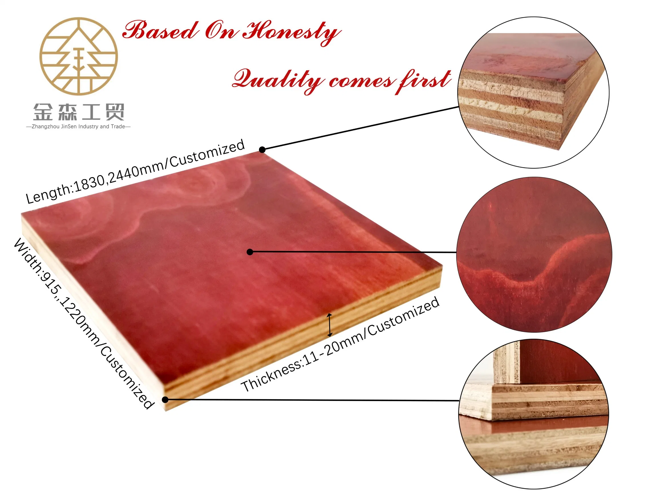 Zhangzhou Factory Film Faced Plywood, Marine Plywood, Formwork, Shuttering Plywood