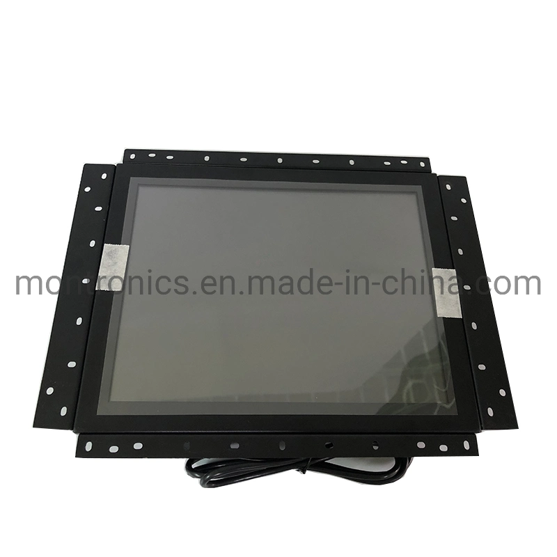 Carcasa de metal de 12 pulgadas con tapa en P incrustada de bastidor abierto, toque industrial Monitor de pantalla para kiosco