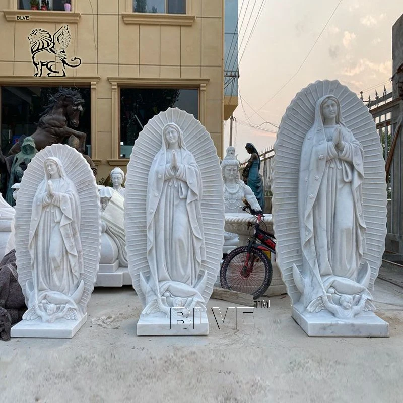 Personalizar Tamaño de vida religiosa María Piedra Virgen de Guadalupe Escultura Estatua de la Virgen María de mármol