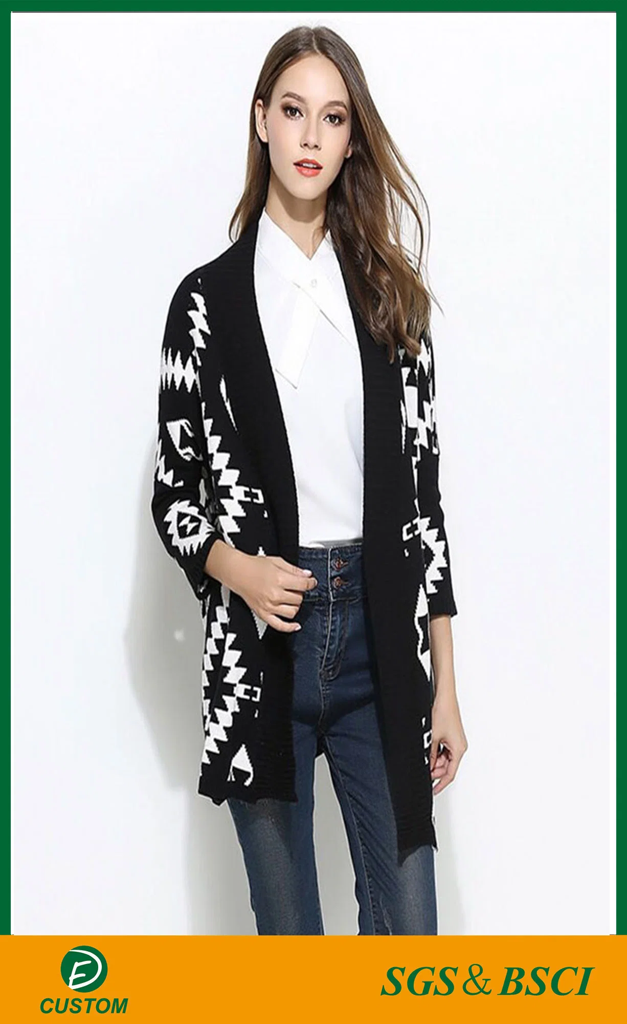 Original Factory Made High quality/High cost performance  Cashmere Jacquard Cardigan Knitting Sweater