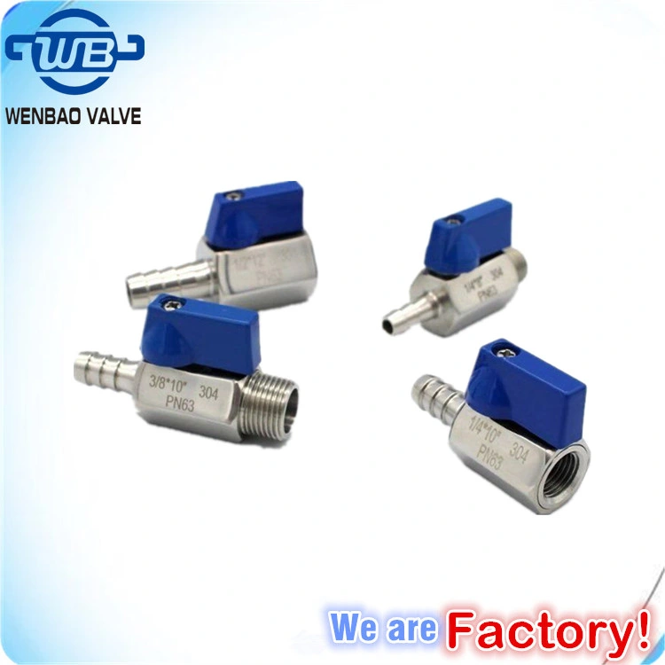 Ss Industrial Water/Gas/Control Valve Male Female Threaded Stainless Steel SS304 316 CF8 CF8m Brass Mini Ball Valve Pn63 3/8"