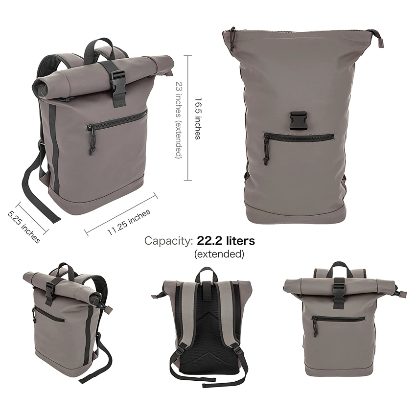 Sac à dos polyvalent, élégant, léger, imperméable, pour la randonnée et les voyages, avec un compartiment extensible à fermeture enroulée.