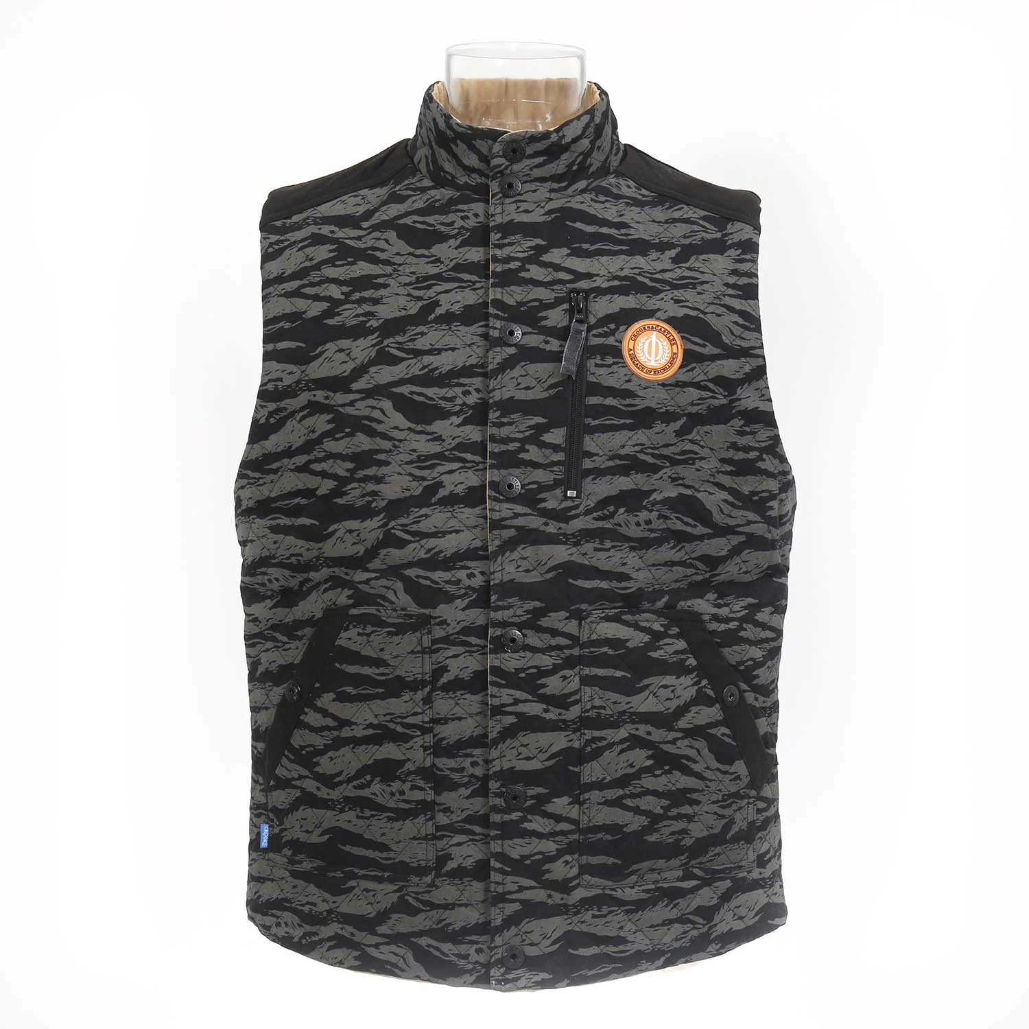 Camo Print Reversible Button Woven Vest Nylon and Cotton Fabrics Clothing