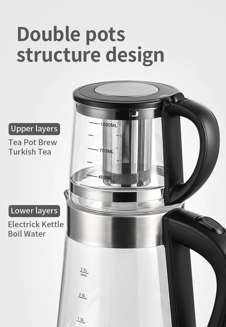 New Design 2.5L Electric Turkish Tea Kettle Keep Warm Home Appliance for Tea and Coffee