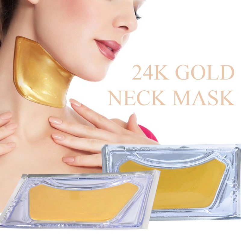 Natural de etiqueta privada de apretar la hoja de Antiaging Oro 24K de la máscara de cuello