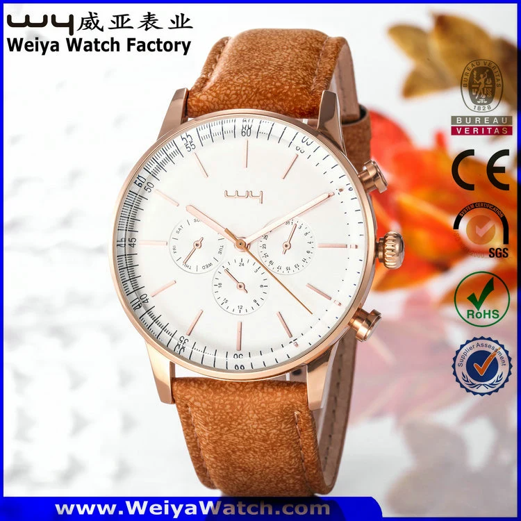 ODM Leather Strap Casual Quartz Ladies Wrist Watch (Wy-081B)