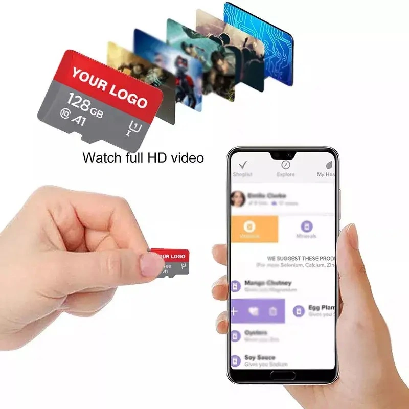 Venta en caliente Alta velocidad Tarjeta 2GB 4GB 8GB 16GB 32GB 64GB Tarjeta con U1 U3 128GB 256GB 512GB píxeles TF Tarjeta de memoria SD mini Tarjeta SD