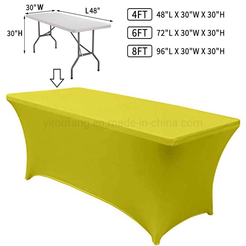 Oblong Stretch Spandex Table Cover Yellow 4FT/48"L X 24"W X 30"H Polyester for Hotel