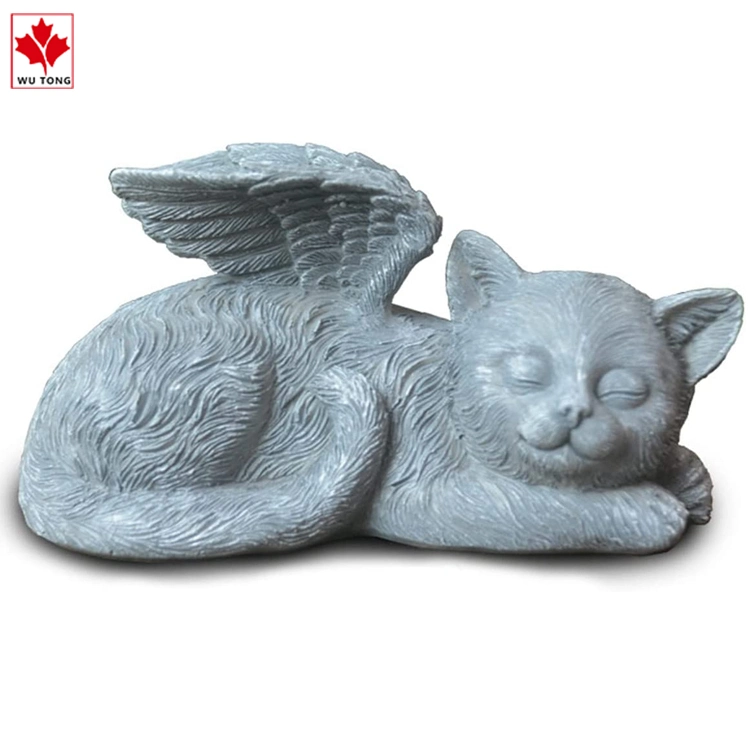 Cat Angel Pet Memorial Statue, Sleeping Angel Cat with Wings Garden Statue,