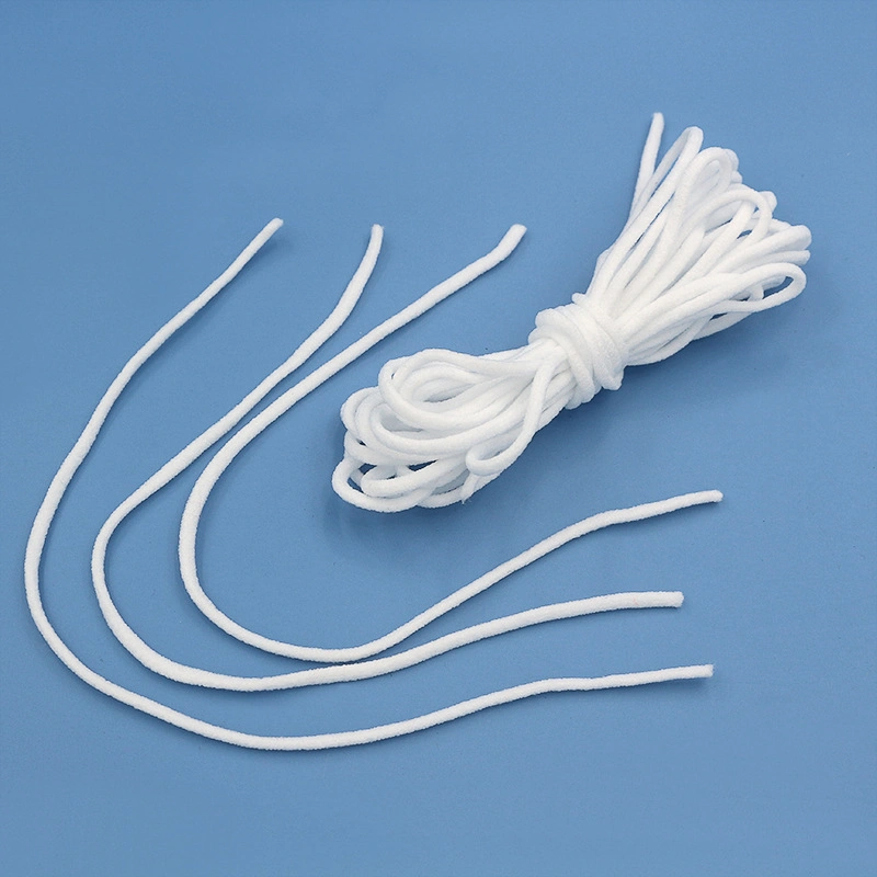 2.5 /3mm Flat Disposable Face Mask White Nylon Elastic Rope Earloop