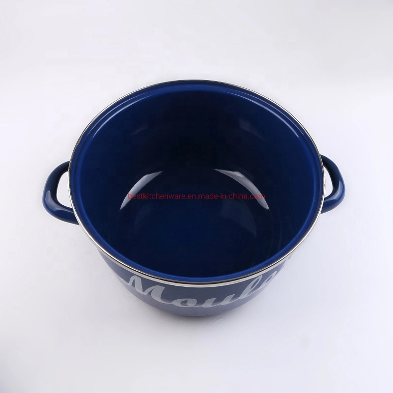 High quality/High cost performance  Color Coating Customized Enamel Carbon Steel Cookware Mussel Pot for Europe Market