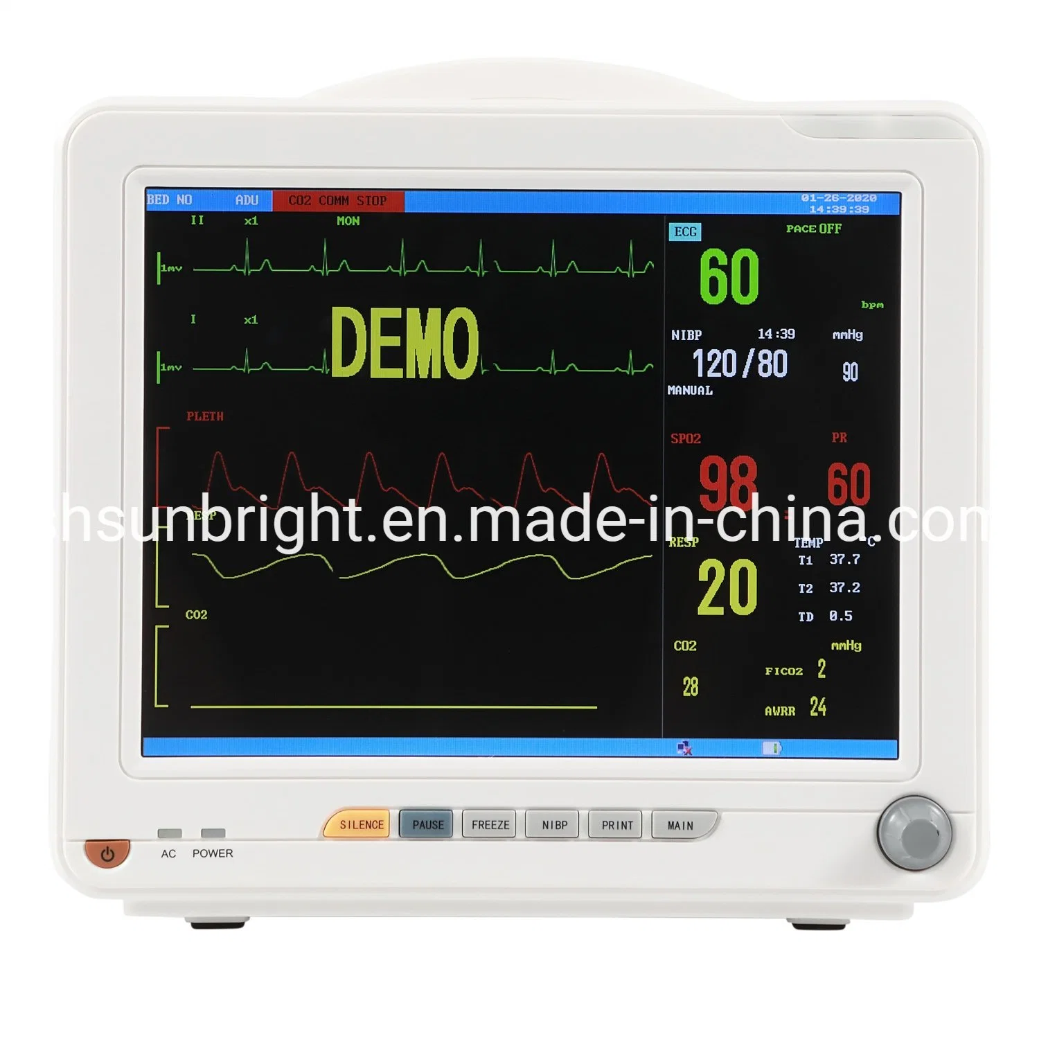 12,1 pulgadas LCD Monitor de paciente de cabecera/Uso hospitalario Monitor de Paciente Sol-603K