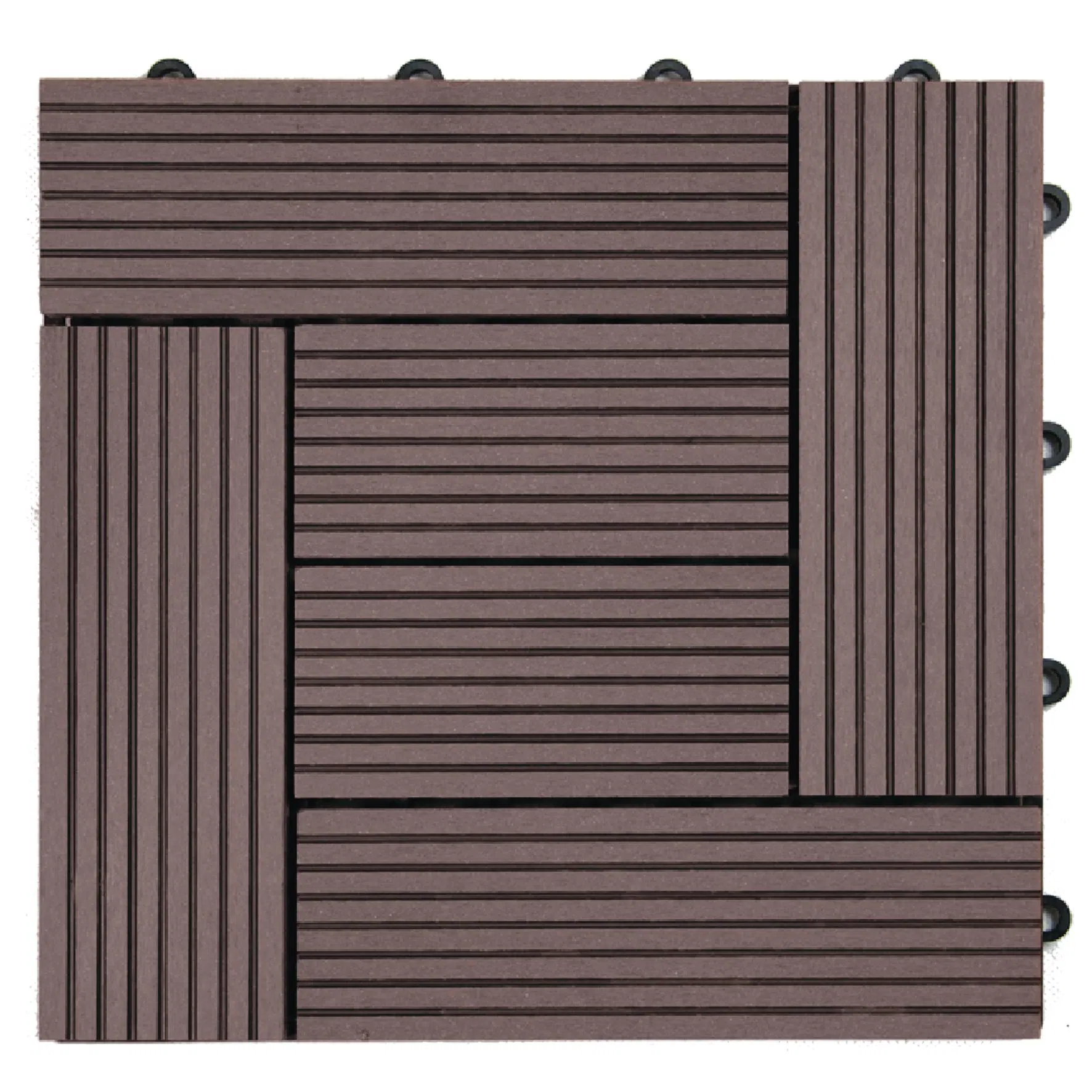 Wood Plastic WPC DIY Floor Boards Interlock Waterproof Outdoor Decking Tile 300*300mm DIY Wood Plastic Composite Hollow Tiles New Decorative