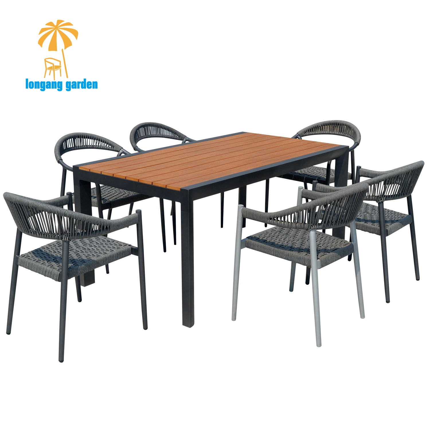 Cadeira de Placado do Hotel Restaurant Set Outdoor Garden Pátio Sala de jantar Conjunto de móveis para 4 pessoas