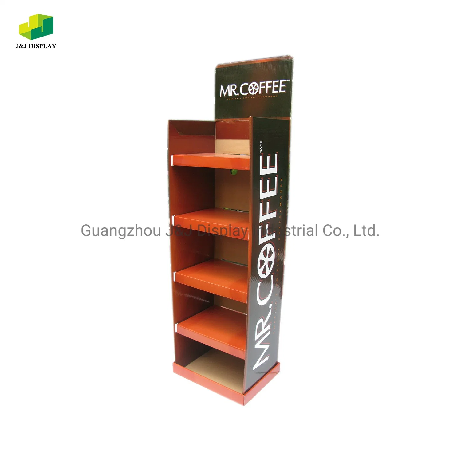 Customized Cardboard Corrugated Paper Promotion Retail Store Advertising Exhibition Pop Foldable Floor Display Stand for Coffee