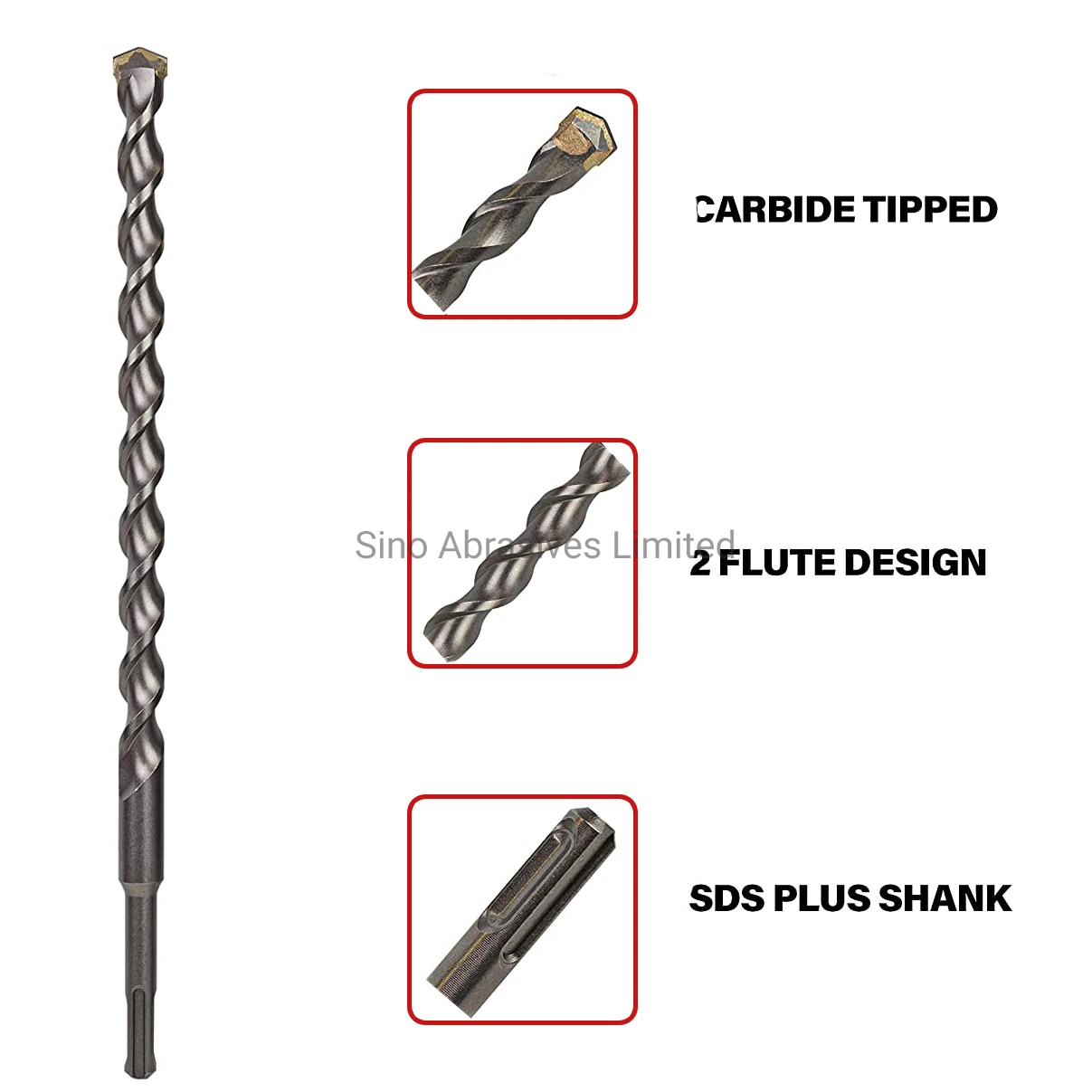 Brocas de martelo rotativas SDS Plus com ponta de carboneto para perfuração de betão, alvenaria