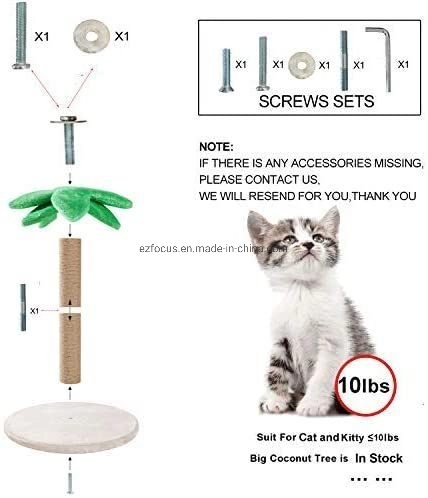 Lujoso y arañazos de gato poste Sisal Scratcher Gato pequeños arañazos en los puestos de coco Kitty Tree-Cat cero Post para gatos y gatitos Wbb12418