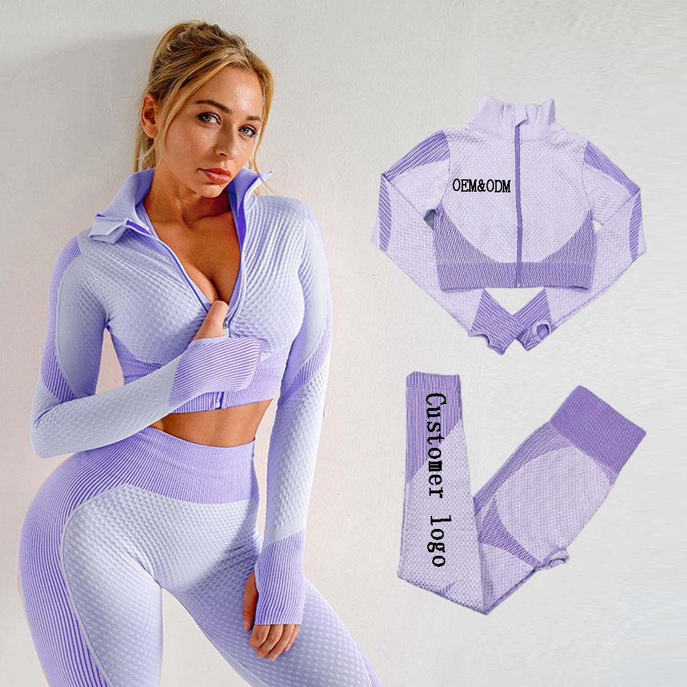 Costume 3PCS Gym Wear Women Clothes Garment New Products Track Suit Sport Suit Long Sleeve Seamless Yoga Gym Set