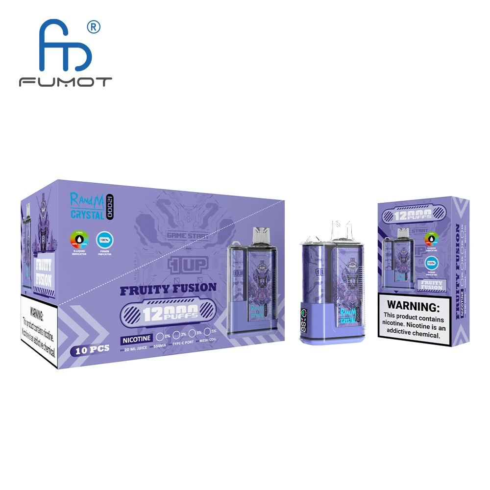 Original Fumot Crystal 12000 Puffs Vapen Einweg Vape 20ml vorgefüllt 0% 2% 5% kein Leck 12K Puff Bar Mesh Spule Wiederaufladbare Großhandel/Lieferant 12000 E Zigarette