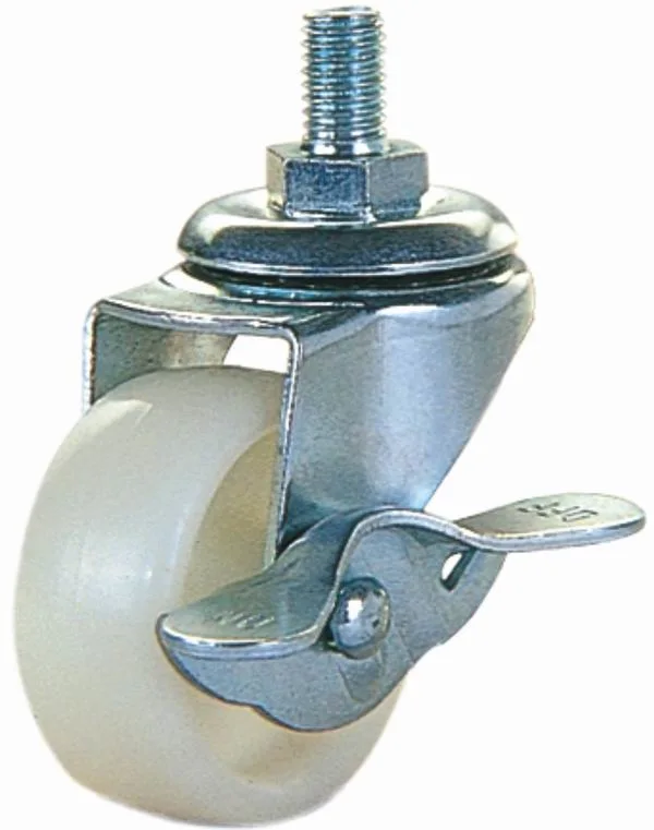 75mm Swivel Nylon Caster with Side Brake (White) Rotating Castor