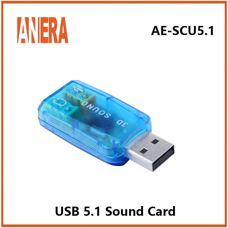 Ae-Scu5.1 Factory Direct Drive Livre Plug and Play acessórios de computador livre de acionamento externo 3D Placa de som USB 5.1 Placa de som independentes