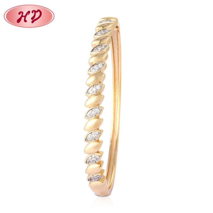 Fashion Wedding Charms Bracelet 18K Gold Rhodium Bangle