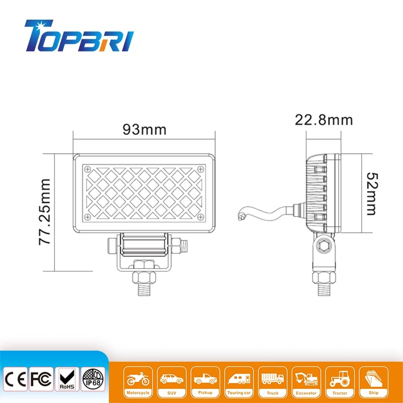 5X7 Auto Lights 6W Rectangular LED Work Light Truck Headlight