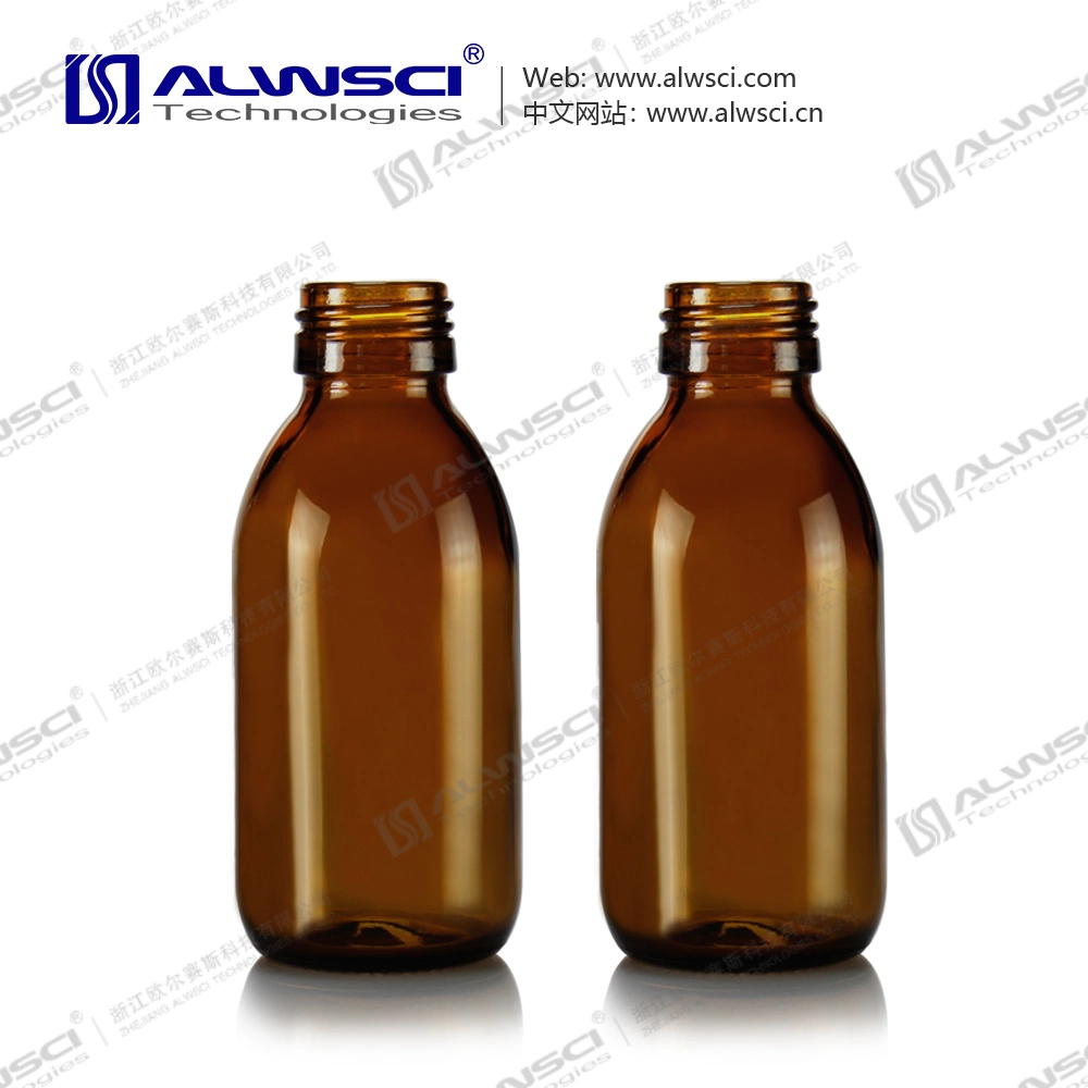 Alwsci Lab Tamper-Evident Screw 125ml Amber Glass Bottle with PTFE Septa