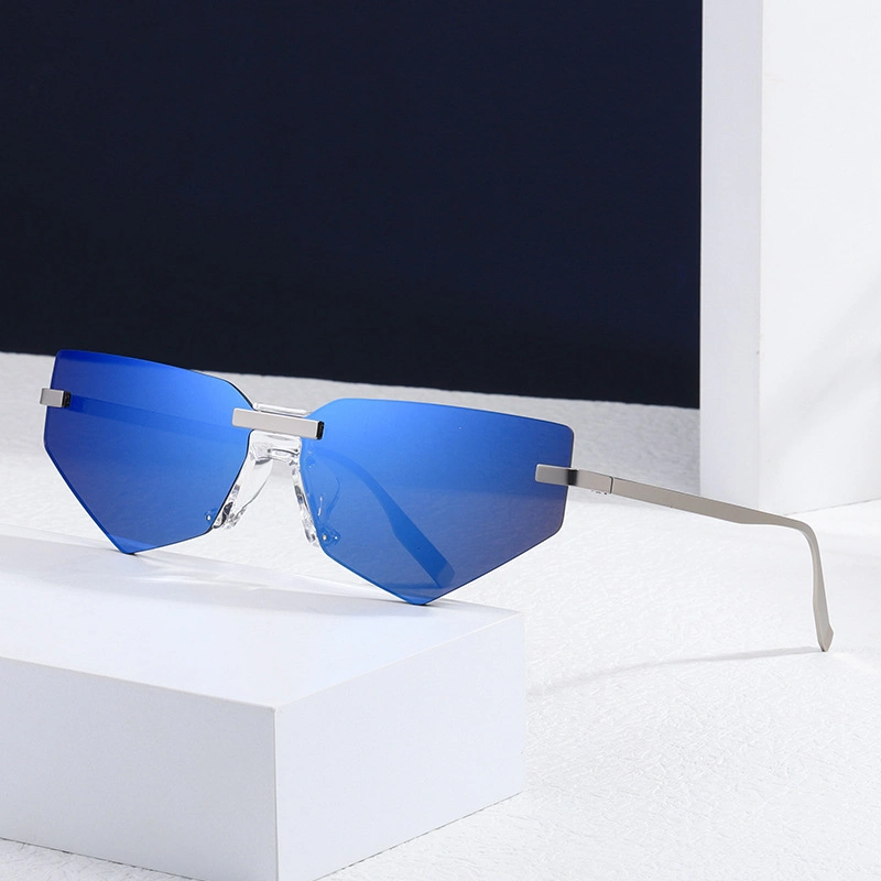 3286 Polygon Cat-Eye Rimless Metal Sunglasses Sport UV Protection Amazon Wholesale/Supplier