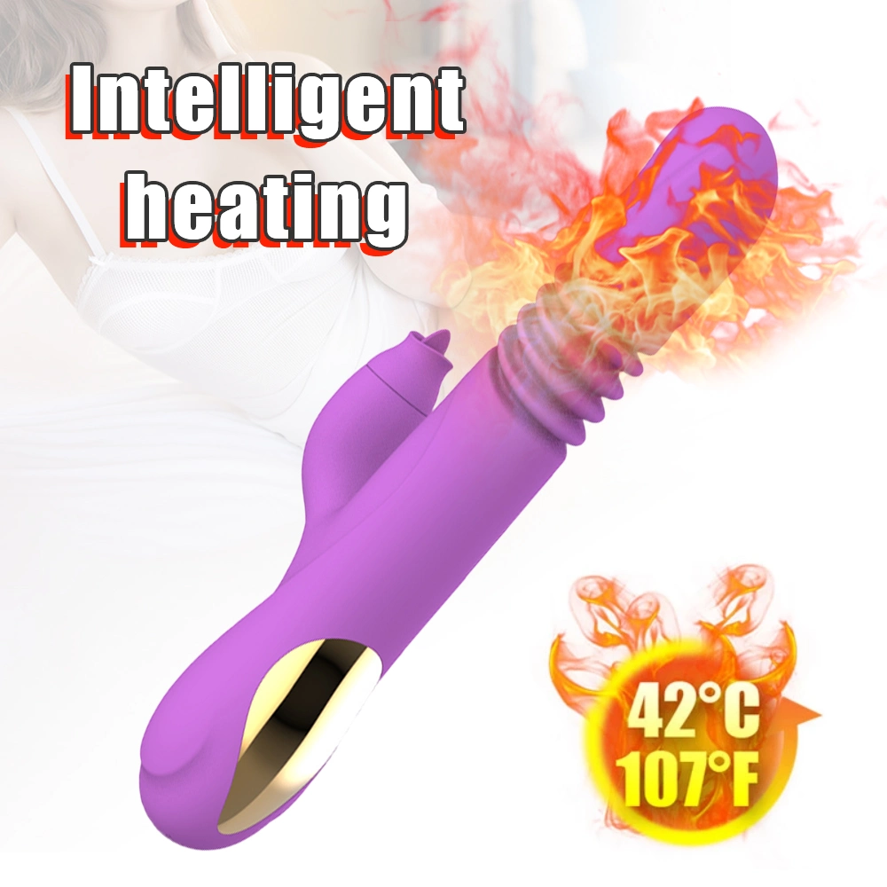 Powerful 7 Speeds Adult Vibes Clitoris Stimulation Telescopic Rabbit Sucking Vibrator Heating Masturbation Dildo for Woman