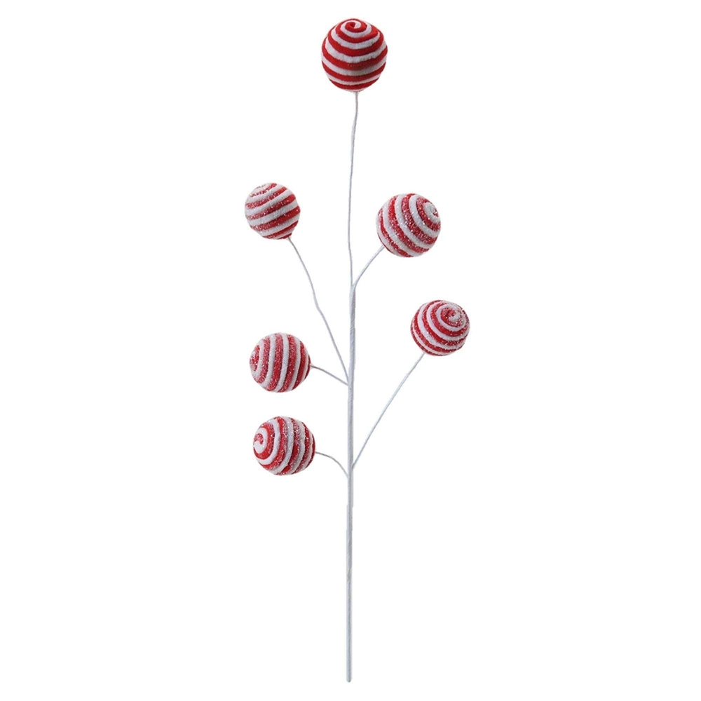 أكليل الزهر شجرة الديكور شمعة lollipop مختارات حلية يدوية الصنع Red White Ball Baudble Glitter Christmas Candy Branch