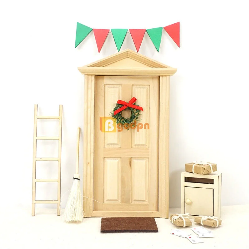 Enfants Miniature Noël Gnome Porte Bébé Mini Porte en Bois de Fée Jouet