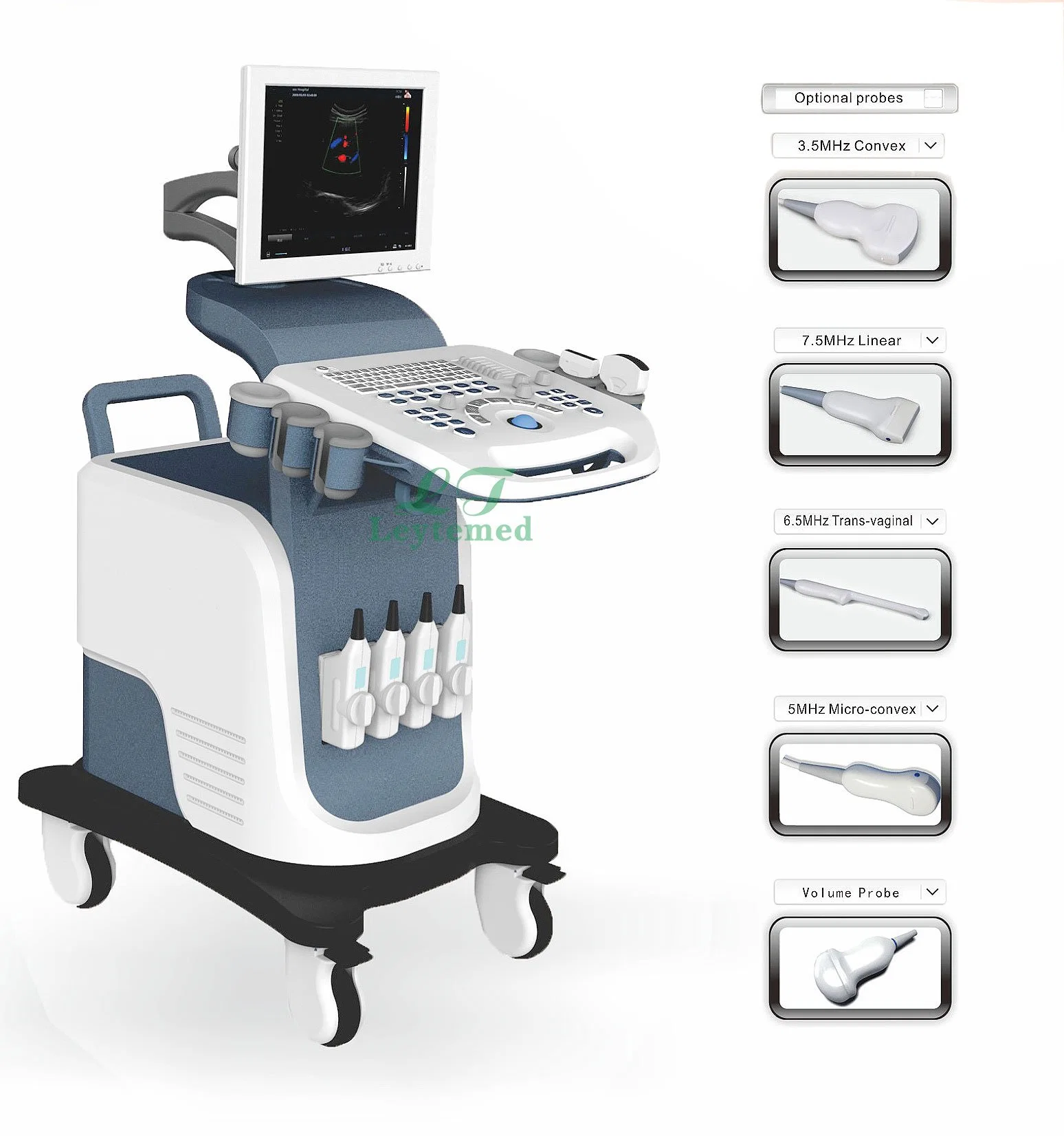 Ltub66 China Manufacture Gynecology Obstetric Trolley 15-Inch Color 4D Ultrasound Machine