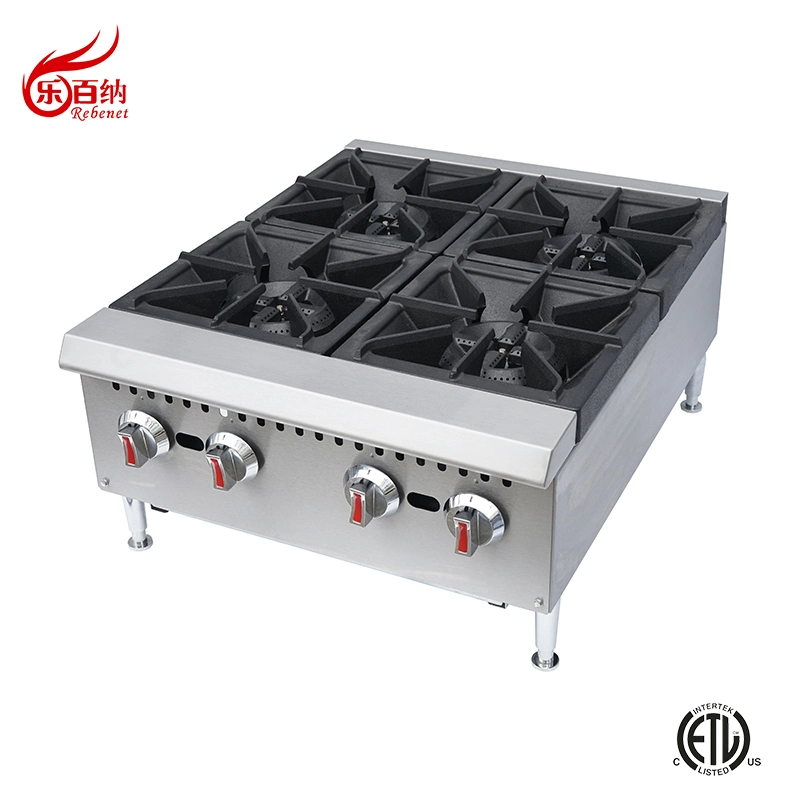 Graveur de comptoir commercial 4 cuisinière à gaz cuisinière en acier inoxydable de haute qualité de l'équipement de cuisine (6G-TR4)