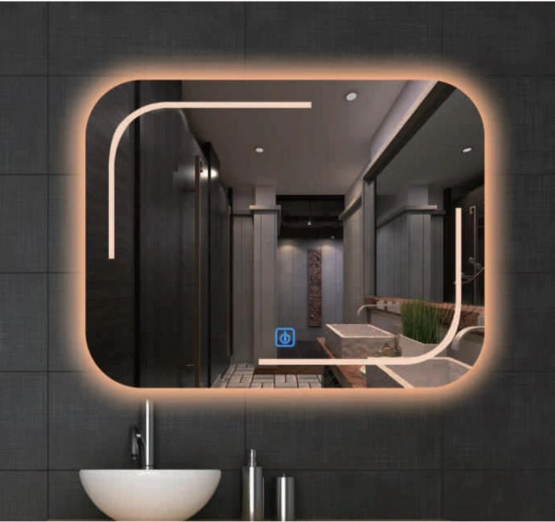 مصباح LED مضاء مرآة مرآة مرآة مرآة الحمام مع سماعة Bluetooth، مرايا الحمام المضادة للضباب